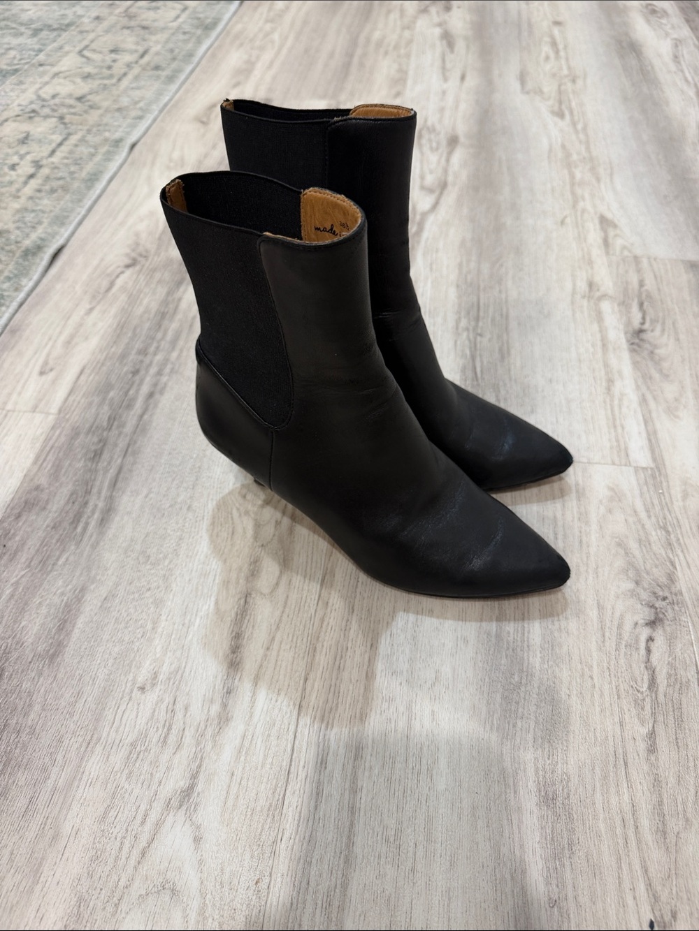 Joie black pointed toe Womens Black leather boots size 36.5 6.5 US